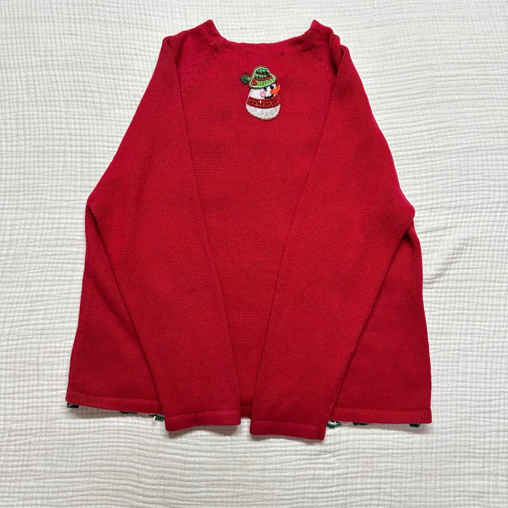Vintage Tiara International Womens Ugly Christmas Sweater cardigan Snowman M - Picture 11 of 14